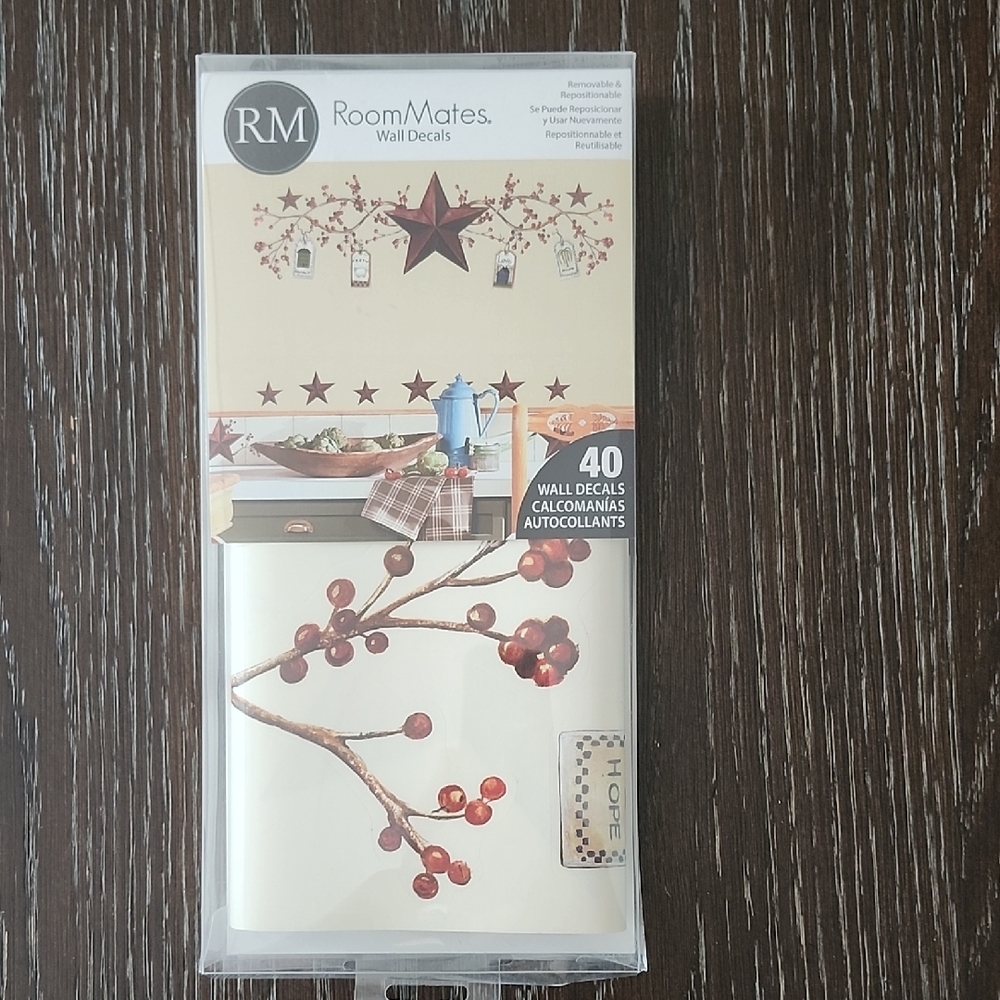 RoomMates Wall Decals with Burgundy Berries and Star